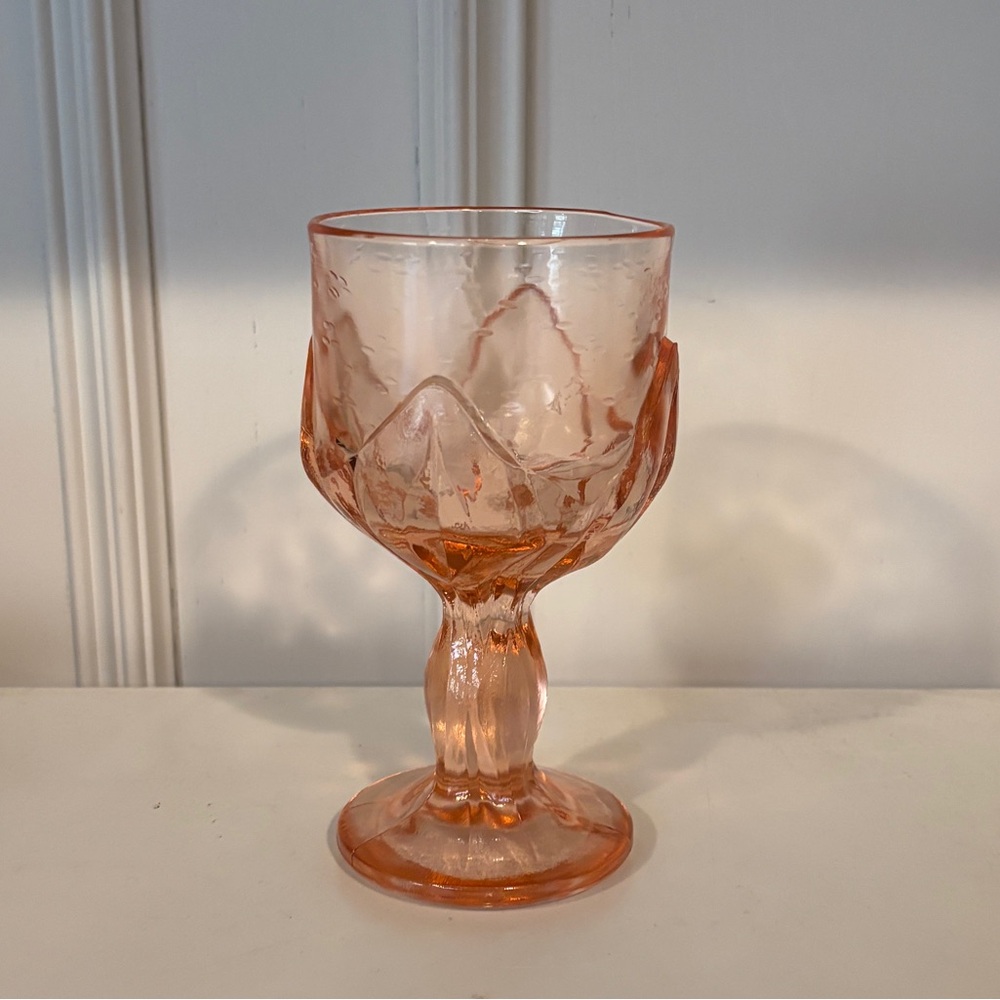 Tiffin Franciscan Cabaret Glass Pink Lotus Footed Wine Goblet vintage